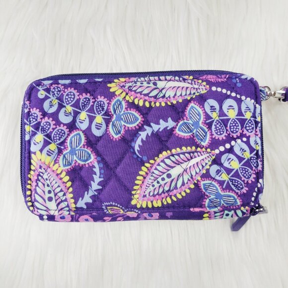 NWOT Vera Bradley 3 in 1 Crossbody Wristlet Batik Leaves All In One Purple RFID - Picture 3 of 16
